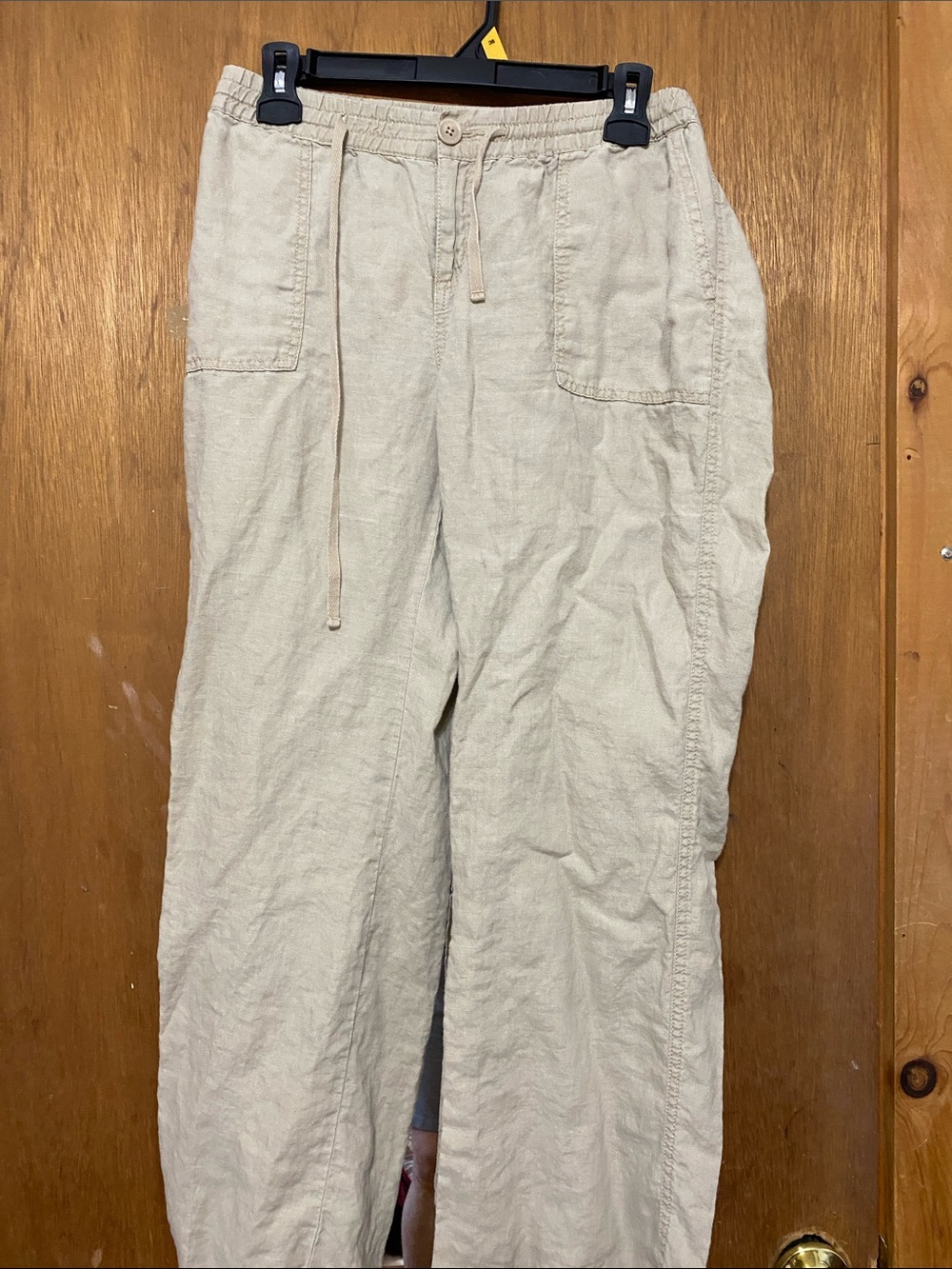 Women’s Lightweight Drawstring Linen-Blend Pants in Light Beigef